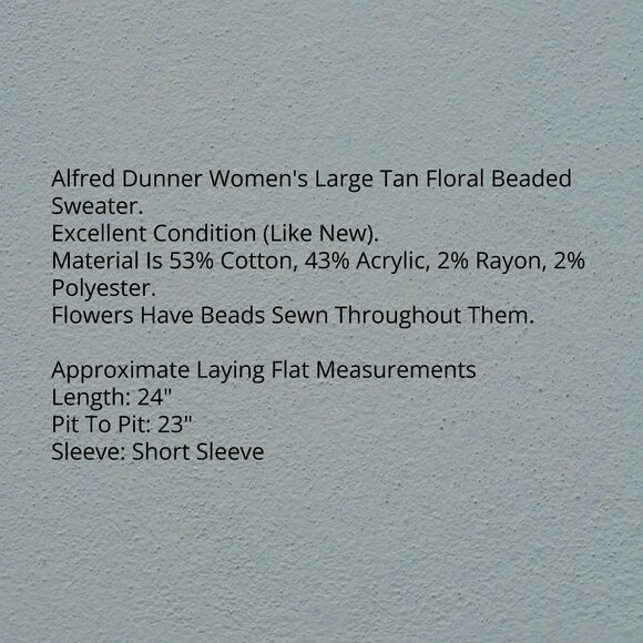 Alfred Dunner Tan Floral Beaded Sweater - Picture 4 of 4